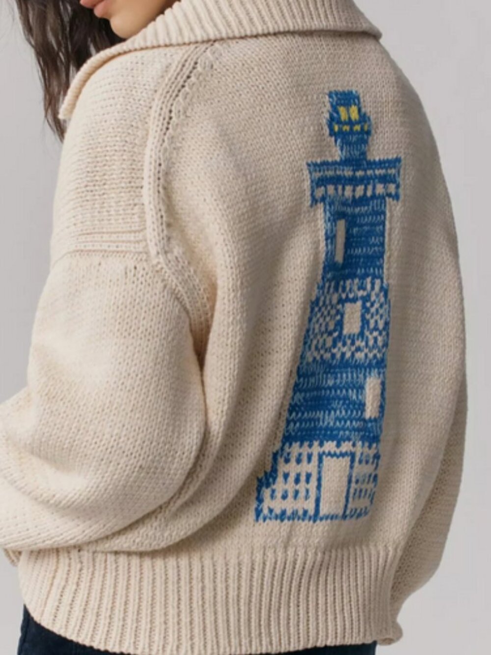 Anthropologie Maeve Collared V-Neck Cardigan Sweater Lighthouse Size XL NWT - Picture 5 of 5